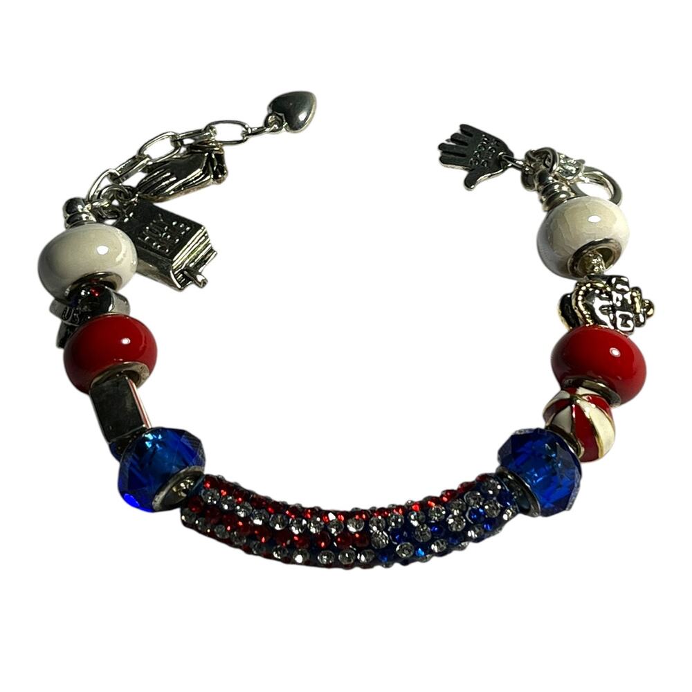 Handmade Womens European Charm Bracelet US Navy USA Americana Faith